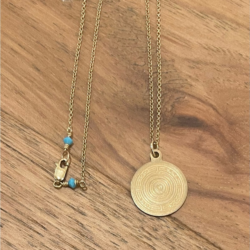 E Newton Gold Pendant Necklace with Turquoise Accents